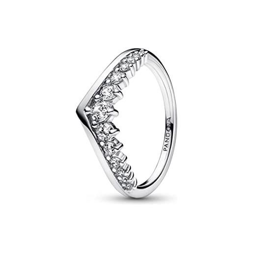 Pandora timeless anello wish con pavé fluttuante, in argento sterling con zirconia cubica trasparente, 60