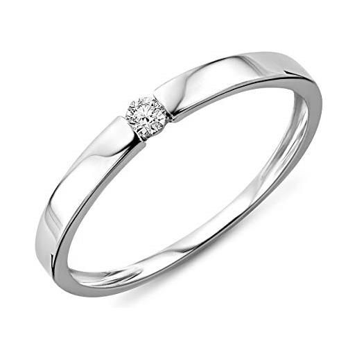 Miore anello donna solitario anello di fidanzamento diamante taglio brillante ct 0.05 en oro bianco/oro giallo 9 kt / 375 (bianco, 12)