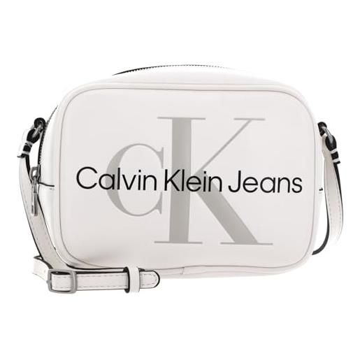 Calvin Klein Jeans borsa a tracolla donna camera bag piccola, bianco (bright white), taglia unica