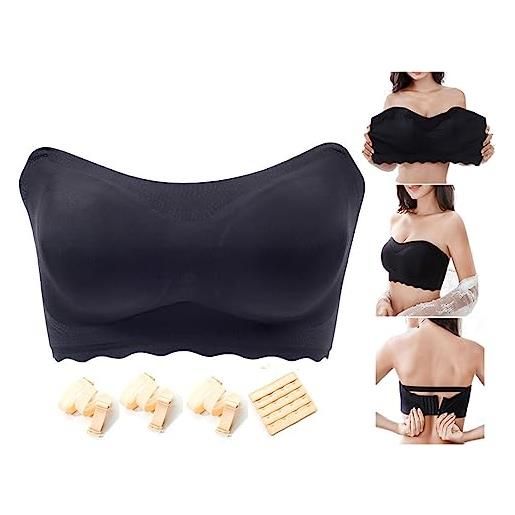 MAOAEAD women's sexy strapless invisible push-up bra, invisible push up bandeau bra convertible strapless bras plus size bra (6xl(115-125kg), black)