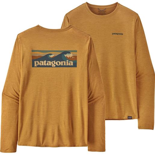 Patagonia - t-shirt traspirante - m's l/s cap cool daily graphic shirt pufferfish gold x-dye per uomo - taglia s, m, l, xl, xxl - marrone