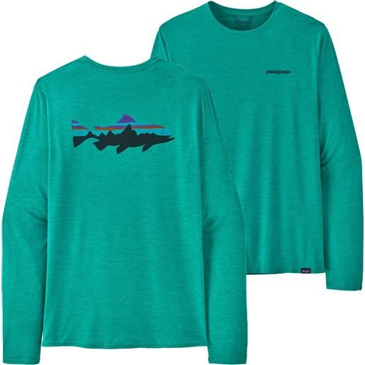 Patagonia - t-shirt traspirante - m's l/s cap cool daily graphic shirt subtidal blue x-dye per uomo - taglia s, m, l, xl