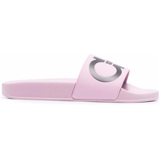 Ferragamo sandali slides con stampa gancini - rosa
