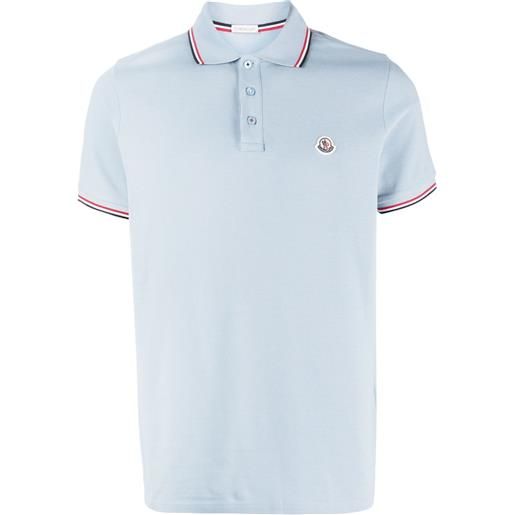 Moncler logo-patch short-sleeved polo shirt - blu