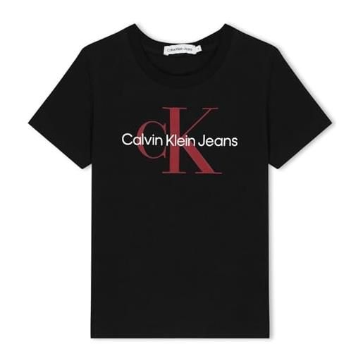 Calvin Klein Jeans monogram ss t-shirt iu0iu00460 magliette a maniche corte, nero (ck black), 8 anni unisex-bambini e ragazzi