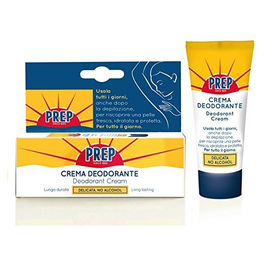 Prep, crema deodorante, antitraspirante, protezione 48h, per pelli sensibili, senza alcol, coloranti e conservanti, pacco da 4 x 35 ml