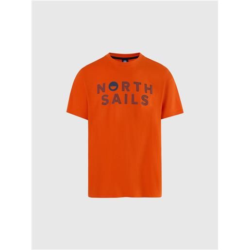 North Sails - t-shirt con logo stampato, flame orange