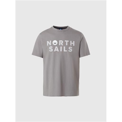 North Sails - t-shirt con logo stampato, slate grey