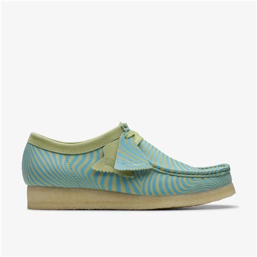 Clarks wallabee blue/lime print