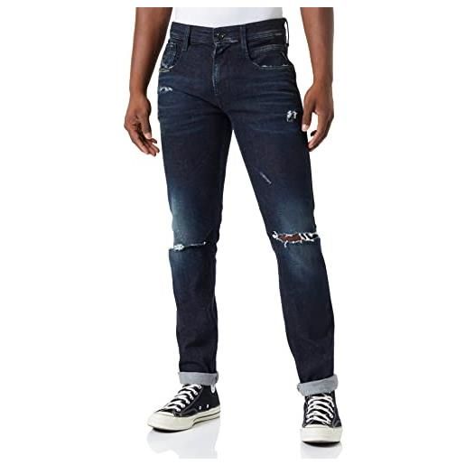 Replay anbass broken edge jeans, 007 blu scuro, 28w x 30l uomo