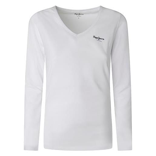 Pepe Jeans corine l/s, t-shirt donna, bianco (white), s