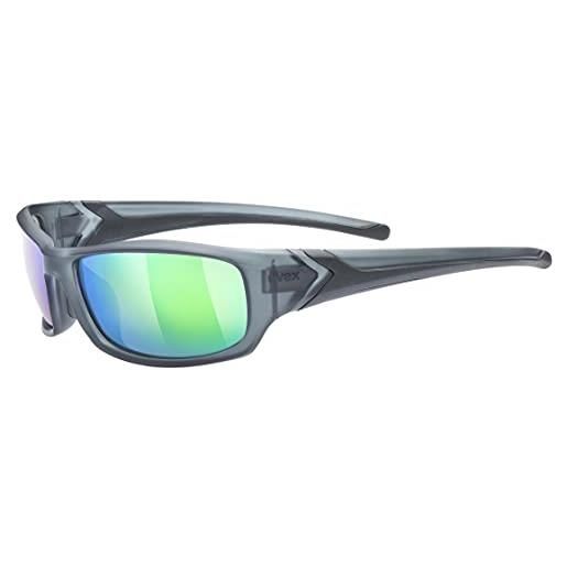 Uvex sportstyle 211, occhiali sportivi unisex, specchiato, comfort senza pressione e tenuta perfetta, smoke matt/green, one size