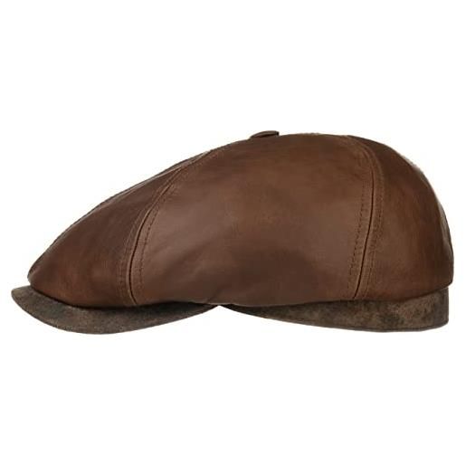 Stetson brooklin coppola in pelle uomo - berretti da cappelli invernali berretto piatto con visiera, fodera estate/inverno - m (56-57 cm) marrone