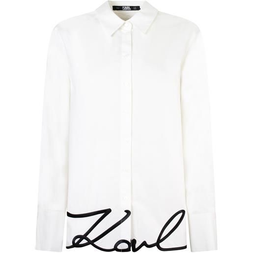 KARL LAGERFELD camicia bianca con logo sul fondo per donna