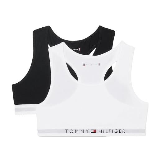 Tommy Hilfiger bralette bambina confezione da 2 elasticizzata, multicolore (white / black), 14-16 anni