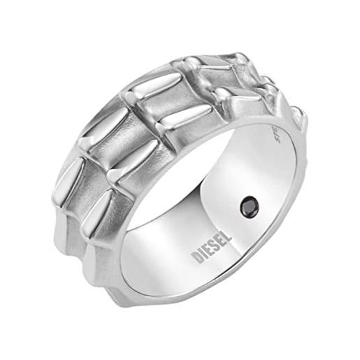 Diesel anello da uomo in acciaio, larghezza: 10mm anello in acciaio inox argento, dx1394040