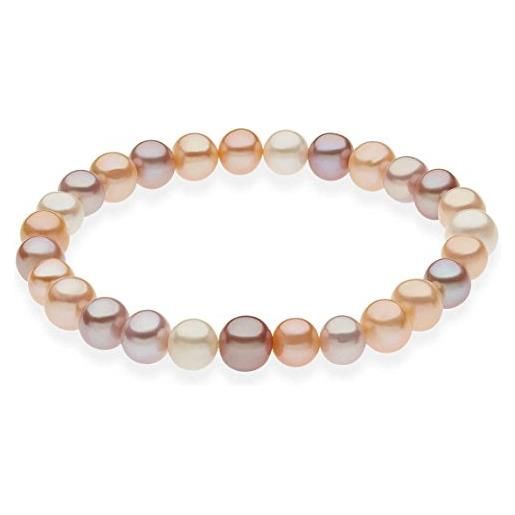 Comete bracciale da donna collezione fantasie di perle. Bracciale con perle rosa coltivate in acqua dolce del diametro di 7/8 mm, gioiello della lunghezza di 18cm. La referenza è bbq 119