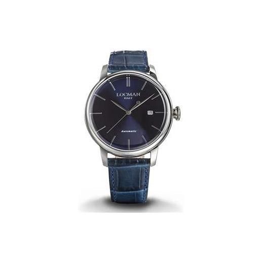 Locman orologio Locman 1960 solo tempo 0255a02a-00blnkpb automatico acciaio quandrante blu cinturino pelle