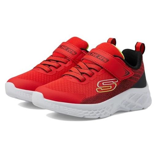 Skechers ragazzi, sneaker, rosso tessile sintetico nero trim, 30 eu