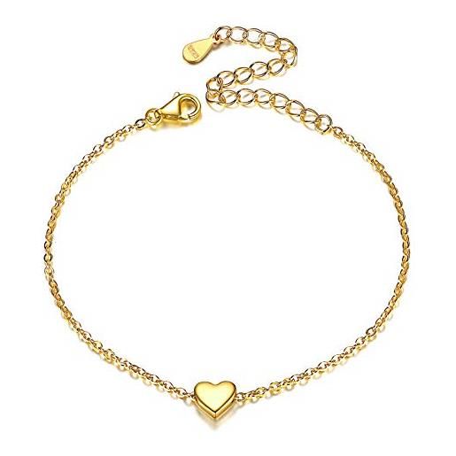ChicSilver bracciale donna argento 925, braccialetto con cuore oro bracciali argento da ragazza donna, confezione regalo