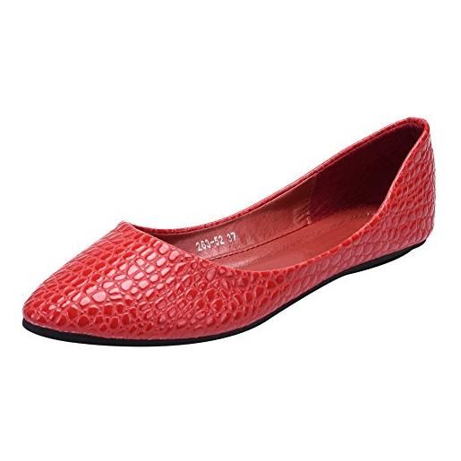 ANUFER donna piatto slip-on ballerine punta a punta elegante pumps scarpe sn020540 rosso eu40.5