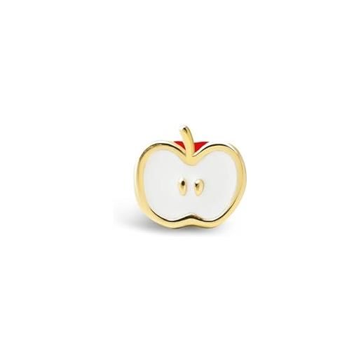 SINGULARU - orecchino sciolto apple - argento 925 con finitura placcata oro 18kt e smalto colorato - chiusura a vite - gioielli da donna