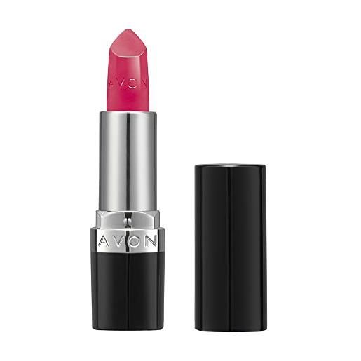 Avon ultra satin lipstick hibiscus con vitamina e, olio di avocado e olio di sesamo per ricco colore cremoso con finitura satinata