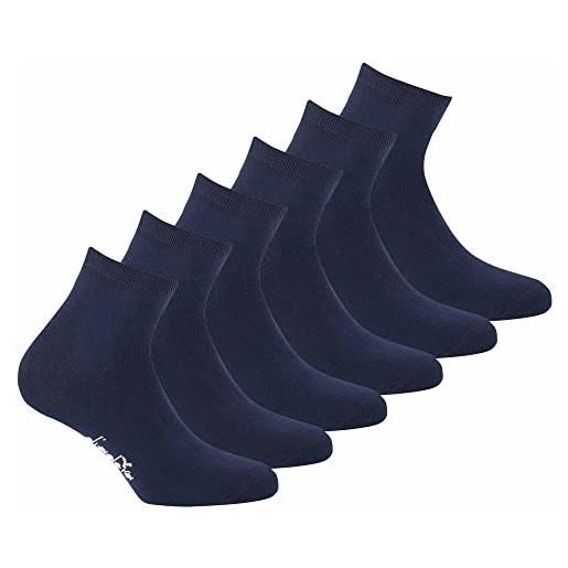Diadora calzini unisex, confezione da 6 - calzini sportivi, cotone, confezione multipla, logo, tinta unita, blu, 39-42