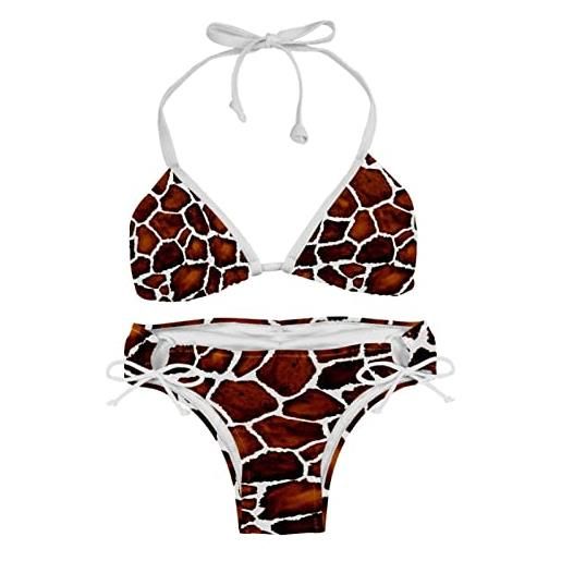Generic bikini set per donna beach costume da bagno animal giraffe, multicolore, taglia unica-m
