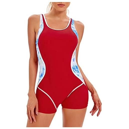 Generic costume piscina donna intero costume da bagno donna senza maniche larghe straps girocollo costume intero donna curvy pantaloncino mare donna slim fit elegante comodo monokini costumi push up