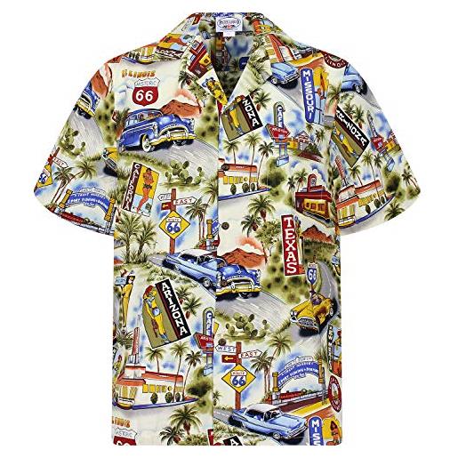 P.L.A. original camicia hawaiana, texas arizona, beige 2xl