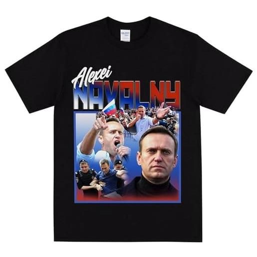 Johniel alexei navalny homage unisex t-camicie e t-shirt printed tee graphic top men black camicie e t-shirt(large)
