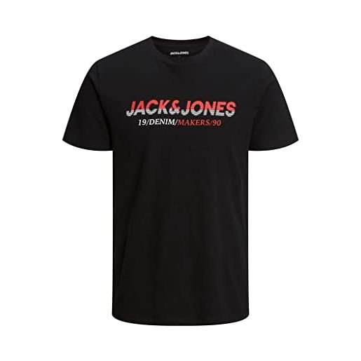 JACK & JONES jjwork tee ss crew neck t-shirt, nero, m uomo