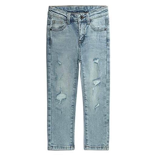 KIDSCOOL SPACE jeans per ragazzi, fascia elastica per ragazzino all'interno di pantaloni in denim slim e morbidi strappati, azzurro, 7