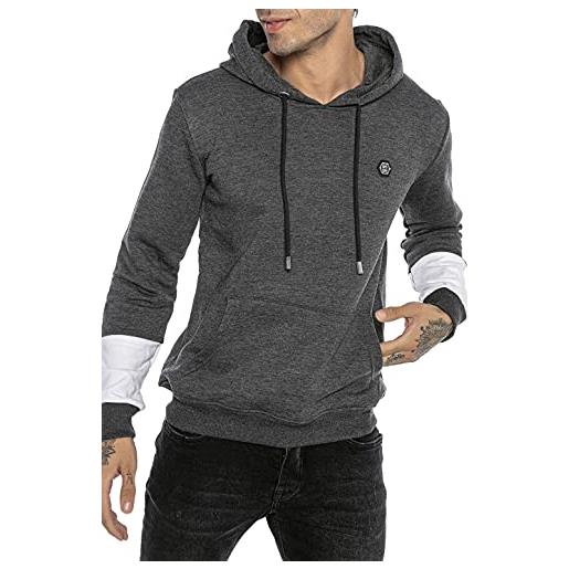 Redbridge felpa con cappuccio maglia da uomo in cotone zipped hooded grigio scuro s