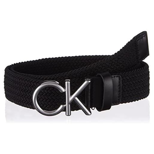 Calvin Klein cintura uomo ck metal bombe elastic 3.5 cm cintura in tessuto, nero (ck black), 95 cm