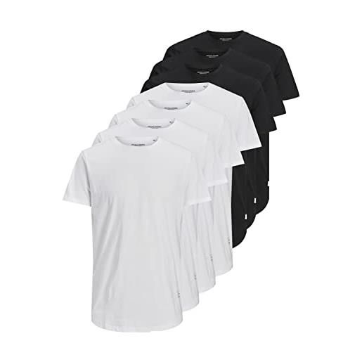 JACK & JONES jjenoa tee ss crew neck 7pk mp t-shirt, bianco/confezione: 4 bianco 3 nero, s uomo