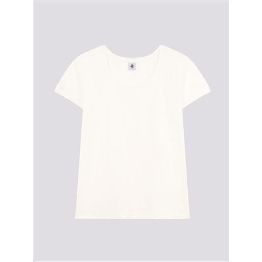 PETIT BATEAU t-shirt le droit girocollo in lino donna bianca