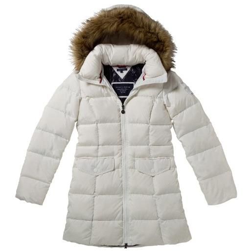 Tommy Hilfiger cappotto corto da donna, new maine coat/1m87616096, bianco (118 snow white), 36