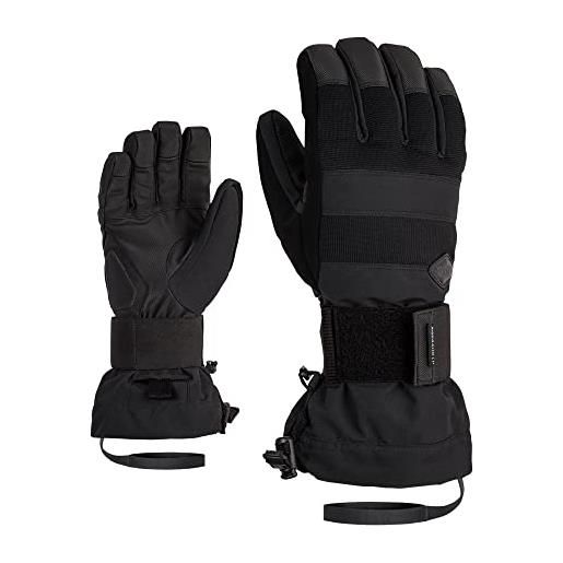 Ziener milo guanti da snowboard/sport invernali, impermeabili, traspiranti, con protezione, nero, 10.5 uomo