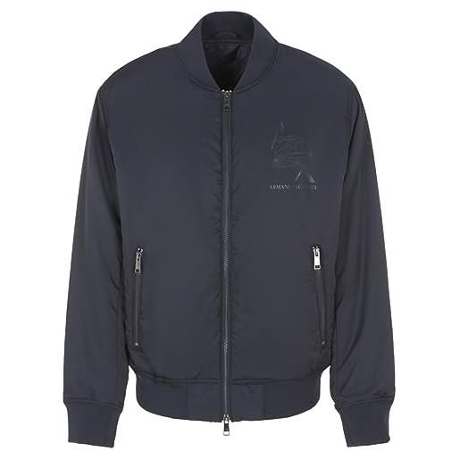 Armani Exchange sustainable, eagle logo, cuffed sleeves giacca shell, blu navy, m uomo