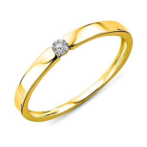 Miore anello donna solitario anello di fidanzamento diamante taglio brillante ct 0.05 en oro bianco/oro giallo 9 kt / 375 (giallo, 8)