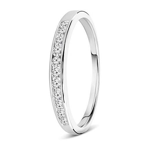 MIORE anello donna eternity fede con diamanti taglio brillante ct. 0.20 in oro bianco 9 kt 375