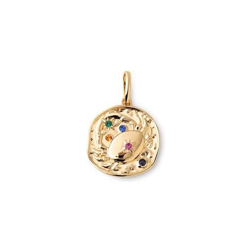 SINGULARU - charm colori organici zodiaco - cancro - ciondolo in argento 925 con finitura placcata oro 18kt - charm abbinabile alla collana - gioielli da donna