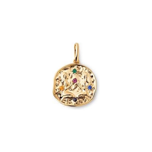 SINGULARU - charm colori organici zodiaco - gemelli - ciondolo in argento 925 con finitura placcata oro 18kt - charm abbinabile alla collana - gioielli da donna