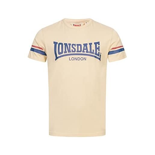 Lonsdale creich t-shirt per il tempo libero, sabbia/navy/rosso, s uomo