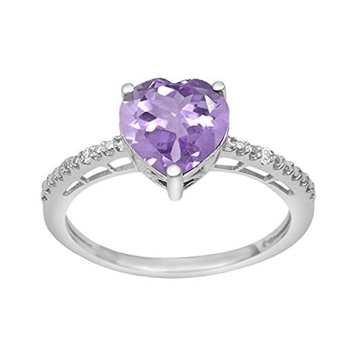 Shine Jewel multi scegli il tuo anello solitario d'amore in argento sterling 925 a forma di cuore da 2,0 ctw con accenti laterali in pietra preziosa (12, spinello nero)