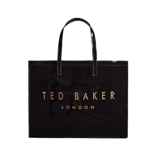 Ted Baker abbycon marca grande icona tote bag in pvc nero, nero , large