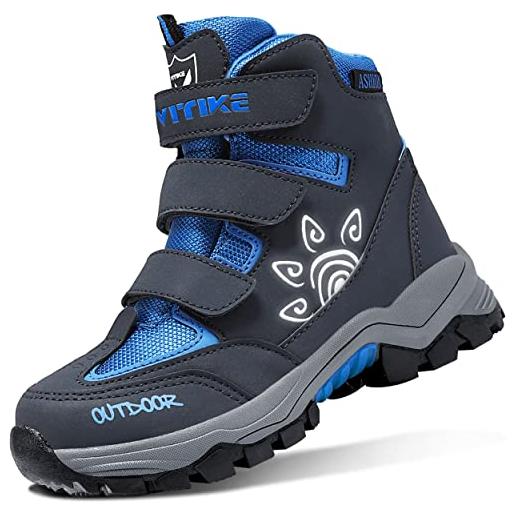 ASHION scarpe da escursionismo bambino stivali da neve ragazzi ragazza scarpe da trekking calzature da escursionismo unisex-bambino(z blue, 30eu)
