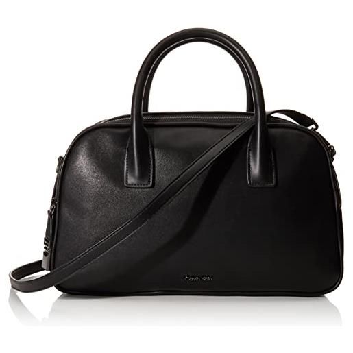 Calvin Klein organizational satchel, modern essentials-borsa a tracolla donna, nero, taglia unica